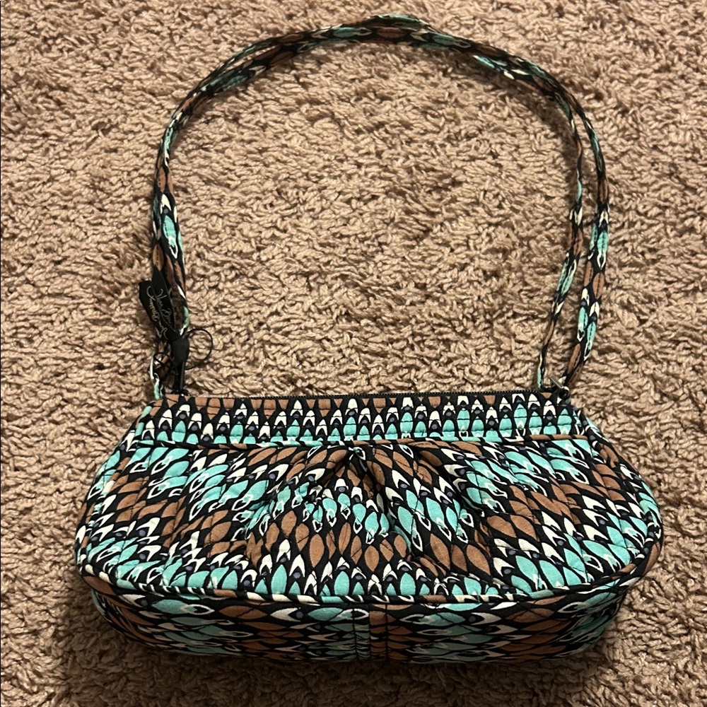 Vera Bradley Turquoise and Brown Shoulder Bag